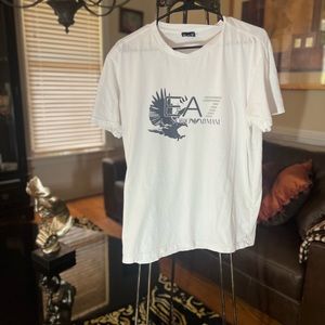 Emporio Armani EA 7 Logo White T-Shirt | Size XL